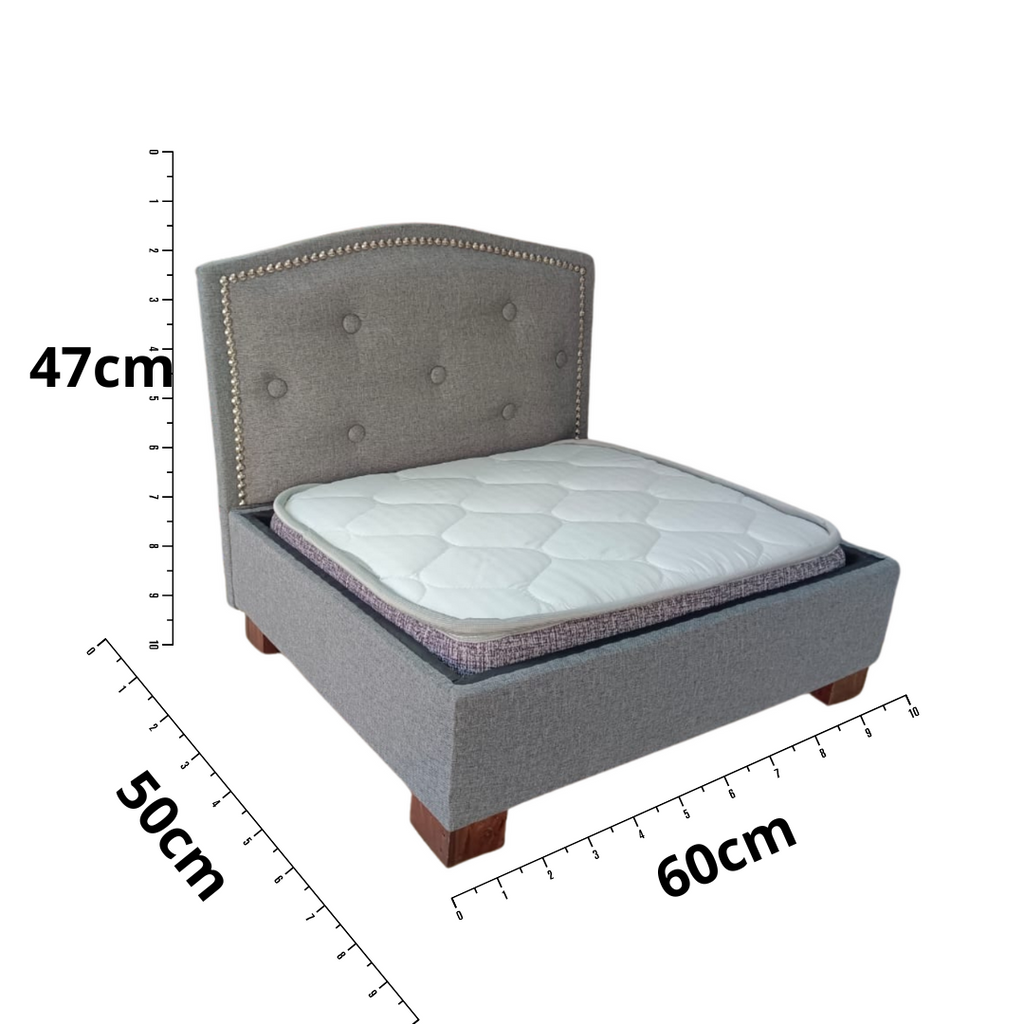 Cama para mascota respaldo curvo gris medio 50x60