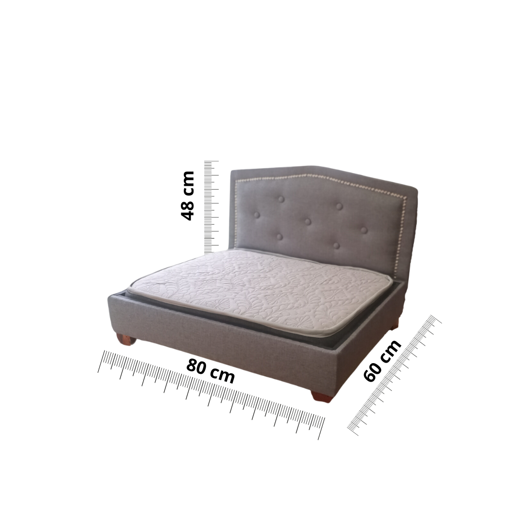 Cama para mascota respaldo curvo gris medio 60x80