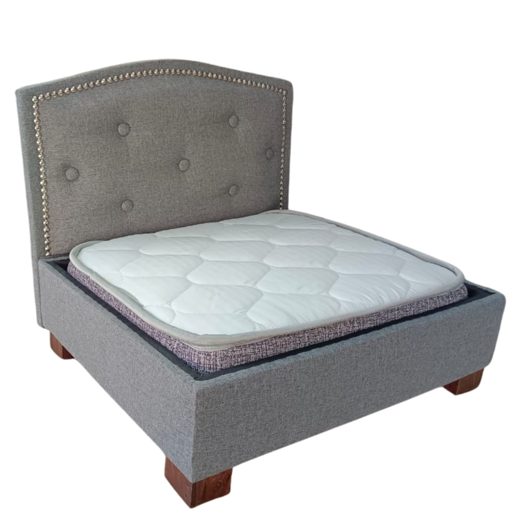 Cama para mascota respaldo curvo gris medio 50x60