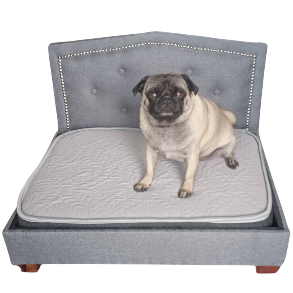 Cama para mascota respaldo curvo gris medio 60x80