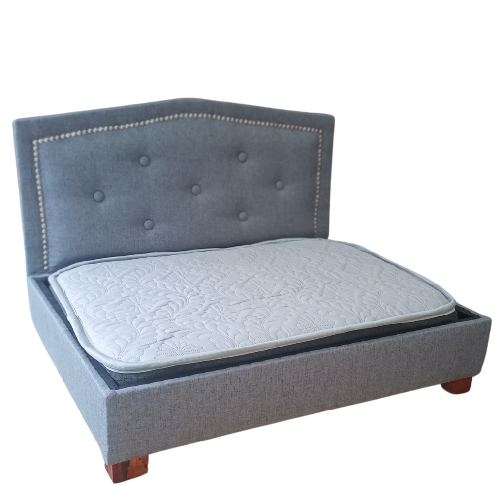 Cama para mascota respaldo curvo gris medio 60x80
