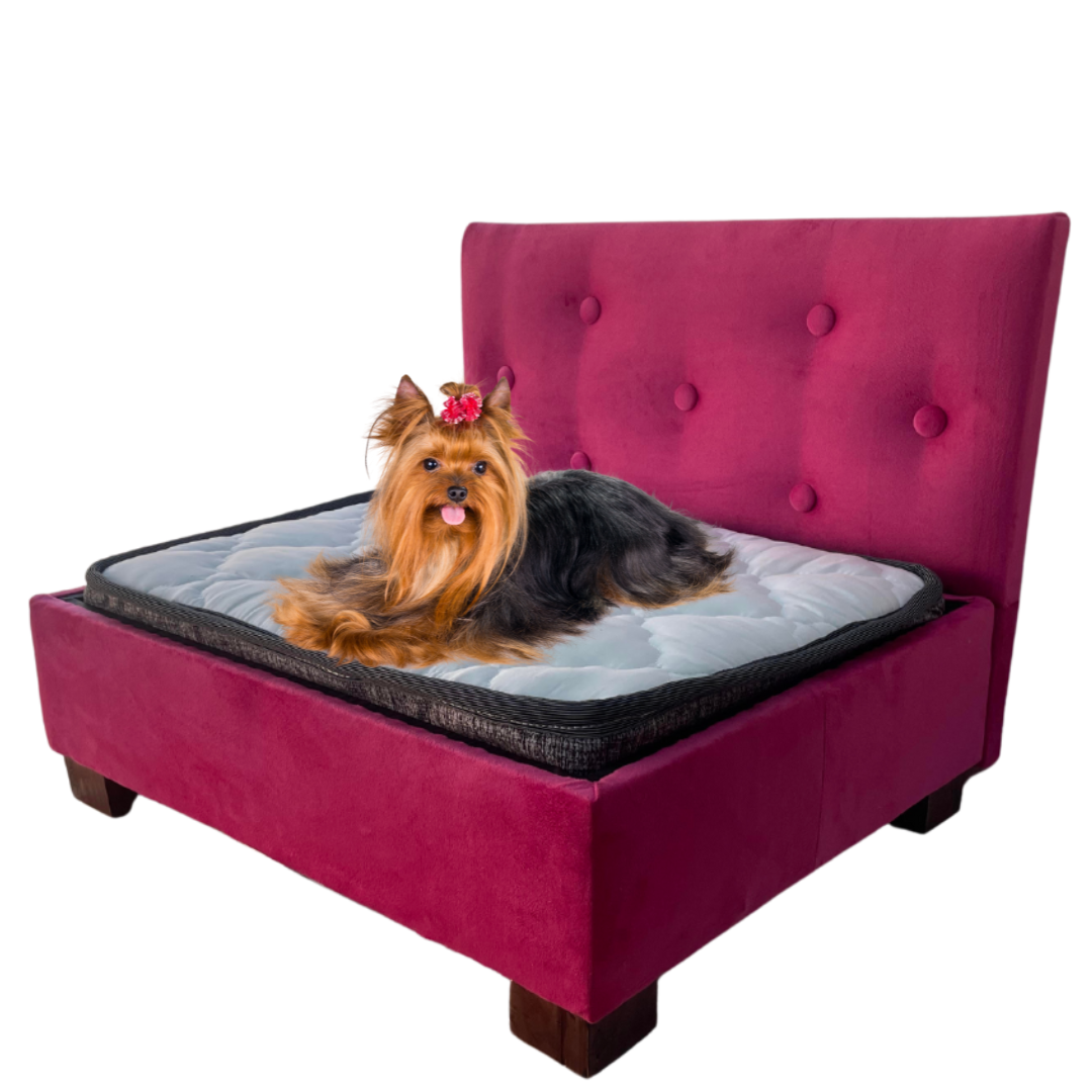Cama para mascota botoné fucsia 50x60