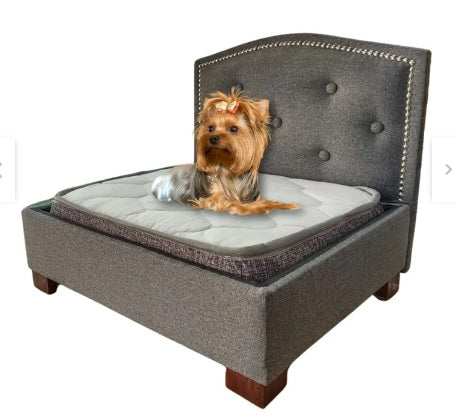 Cama para mascota respaldo curvo gris medio 50x60